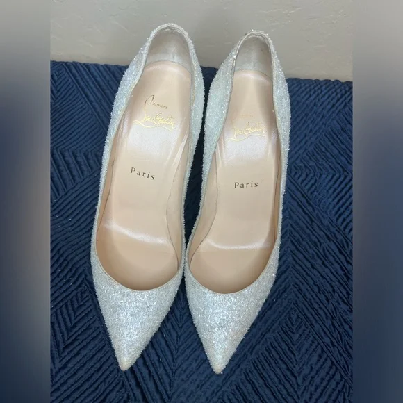 ❌SOLD ON EBAY❌Authentic Christian Louboutin White Glitter 37.5 - Picture 8 of 8